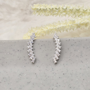 Brinco de prata 925 ear cuff raio cravejado - Imagem 11