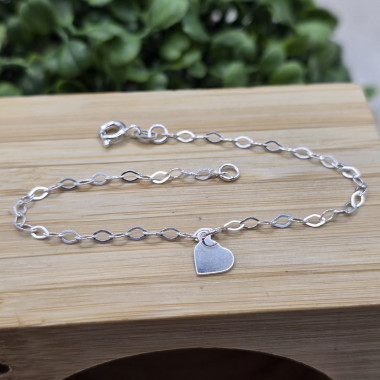 Pulseira com Pingente Central em Chapinha Coração Desenhado - Imagem 3