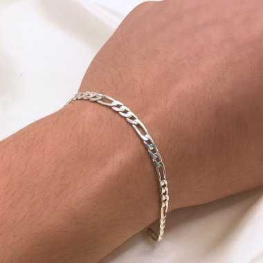 Pulseira Masculina de Prata 3.5mm 3x1 3g 20cm Fio 80 - Imagem 5