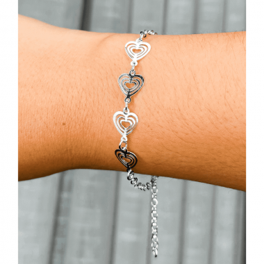 Pulseira com Pingente Pendurado Infinitos 1,8g - Imagem 4