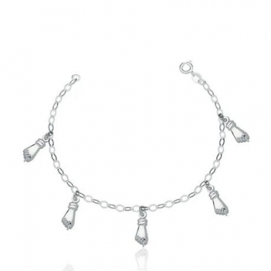 Pulseira 5 Pingente Pendurado Rosa claro - 2gr - Imagem 5