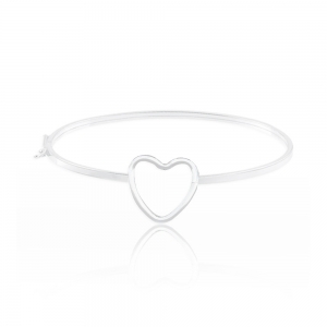 Bracelete de prata 925 Fio Quadrado com Coração 1.3mm 2,2g - Imagem 3