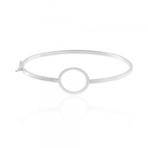 Bracelete de prata 925 Fio Quadrado com Detalhe Circulo 2,5g - Imagem 3