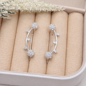 Brinco de prata 925 ear cuff flor cravejada - Imagem 11
