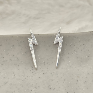 Brinco de prata 925 ear cuff raio cravejado - Imagem 9