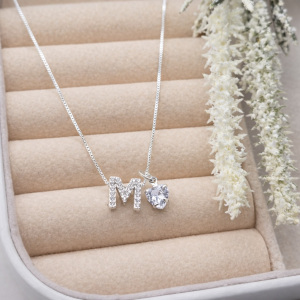 Corrente de prata 925 com pingente coração zirconia e letra inicial cravejada - Imagem 10