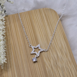 Corrente de prata 925 com pingente estrela cravejada com ponto de luz - Imagem 10