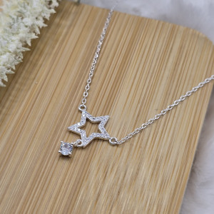 Corrente de prata 925 com pingente estrela cravejada com ponto de luz - Imagem 11
