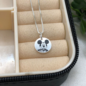 Corrente de prata 925 com pingente redondo mickey desenhado - Imagem 11