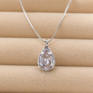 Corrente de prata 925 com ponto de luz gota cristal - Imagem 3