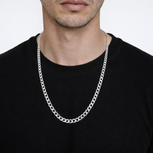 Corrente Masculina de Prata 1x1 6.5 mm Fio 150 - Imagem 3