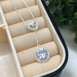 Gravatinha de prata 925 coração laço com ponto de luz cravejado - Imagem 9