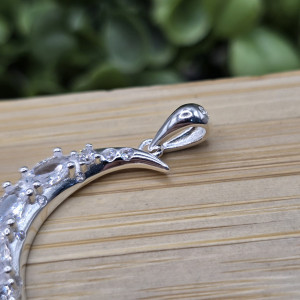 Pingente de prata 925 lua crescente com zirconias cristal - Imagem 3
