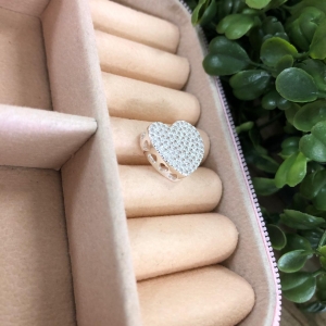 Pingente passante Coração Cravejado Cheio 2g 1,5cm - Imagem 4