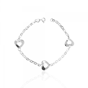 Pulseira com Pingente Central 3 Coração Chapinha Duplo 2,5gr - Imagem 3