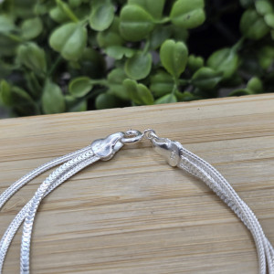 Pulseira de prata 925 2 fios lacraia e 1 fio estilo veneziana grossa - Imagem 5