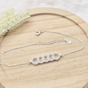 Pulseira de prata 925 com círculos cravejados entrelaçados - Imagem 4