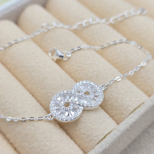 Pulseira de prata 925 com pingente central infinito zircônia - Imagem 5