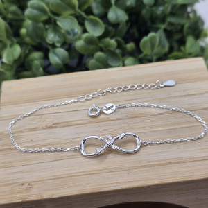 Pulseira de prata 925 com pingente infinito e flor entrelaçados com extensor - Imagem 3