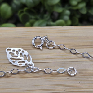 Pulseira de prata 925 com pingente pendurado 4 folhas desenhadas - Imagem 4