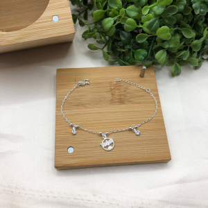 Pulseira de prata 925 elo cadeado com pingente pendurado pomba da paz e ponto de luz De Prata - Imagem 4