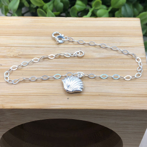 Pulseira feminina 18cm elo oval Pingente Concha 1,4gr - Imagem 4