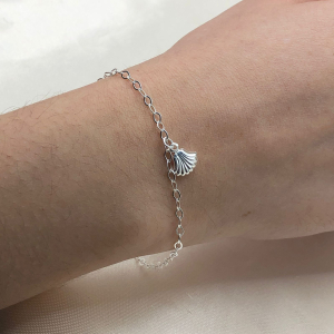 Pulseira feminina 18cm elo oval Pingente Concha 1,4gr - Imagem 5