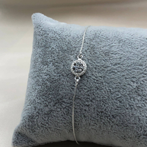 Pulseira de prata 925 elo v12 com pingente árvore da vida com borda detalhada De Prata - Imagem 4