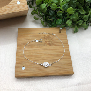 Pulseira de prata 925 elo v12 com pingente árvore da vida com borda detalhada De Prata - Imagem 5