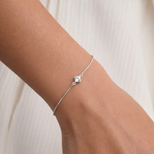 Pulseira de prata 925 elo v12 com pingente central losango ponto de luz De Prata - Imagem 3