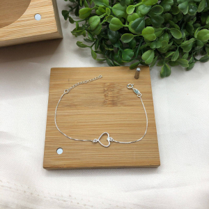 Pulseira de prata 925 elo v12 com pingente central coração vazado De Prata - Imagem 5