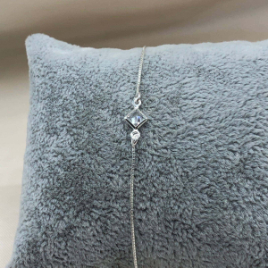 Pulseira de prata 925 elo v12 com pingente central losango ponto de luz De Prata - Imagem 4