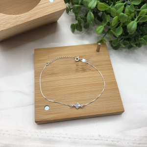 Pulseira de prata 925 elo v12 com pingente central losango ponto de luz De Prata - Imagem 5