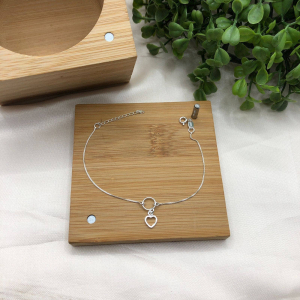 Pulseira de prata 925 elo v12 com pingente circulo vazado e coração vazado De Prata - Imagem 5