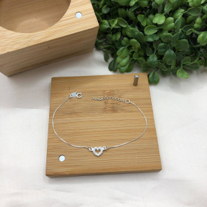 Pulseira de prata 925 elo v12 com pingente coração cravejado vazado De Prata - Imagem 3