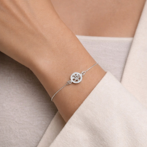 Pulseira de prata 925 elo v12 com pingente árvore da vida com borda detalhada De Prata - Imagem 3