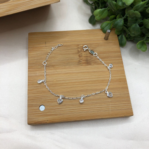 Pulseira de prata 925 elo cadeado com pingente ponto de luz redondo e coração De Prata - Imagem 5