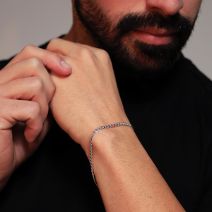 Pulseira Masculina de Prata 1x1 3mm 3g 20cm Fio 80 - Imagem 4