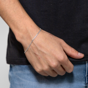 Pulseira Masculina de Prata 2mm 1x1 1,8g 21cm Fio 60 - Imagem 4