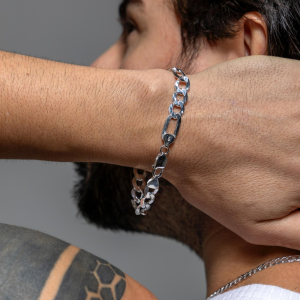 Pulseira de Prata Masculina 3x1 13g 8mm 21cm Fio 180 - Imagem 3