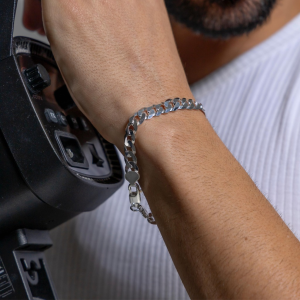 Pulseira de Prata Masculina Chapinha de 1x1 6.8mm 21cm 16,3g F200 gravação opcional - Imagem 4