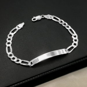 Pulseira Masculina com Chapinha Lisa 3x1 6,7mm 10.5g 21cm F150 gravação opcional - Imagem 3