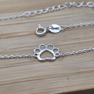 Pulseira de prata 925 patinha e coração vazado com extensor - Imagem 5