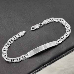 Pulseira de prata 925 piastrini com chapinha fio 150 gravação opcional - Imagem 4