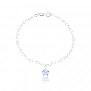 Pulseira Feminina 18cm Elo Oval 1 Pingente Borboleta Zircônia em Prata 925 - Imagem 3