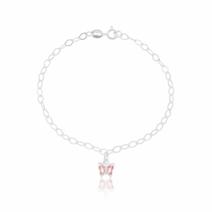 Pulseira Feminina 18cm Elo Oval 1 Pingente Borboleta Zircônia em Prata 925 - Imagem 4