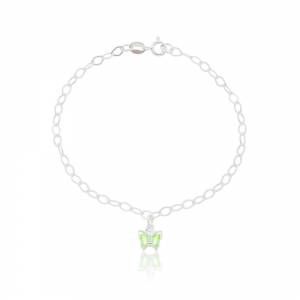 Pulseira Feminina 18cm Elo Oval 1 Pingente Borboleta Zircônia em Prata 925 - Imagem 5