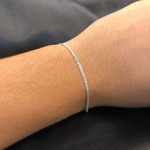 Pulseira Masculina de Prata 2mm 1x1 1,8g 21cm Fio 60 - Imagem 5
