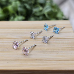 Trio de Brincos Carre 4mm 3 Cores - Imagem 3