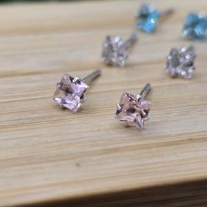 Trio de Brincos Carre 4mm 3 Cores - Imagem 4